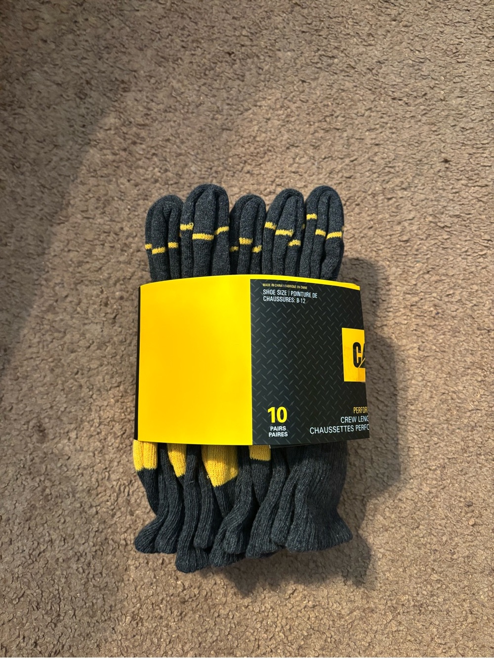 Caterpillar Mid Crew Socks Pack in Charcoal and Yellow